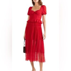 Self-Portrait Red Midi Dress